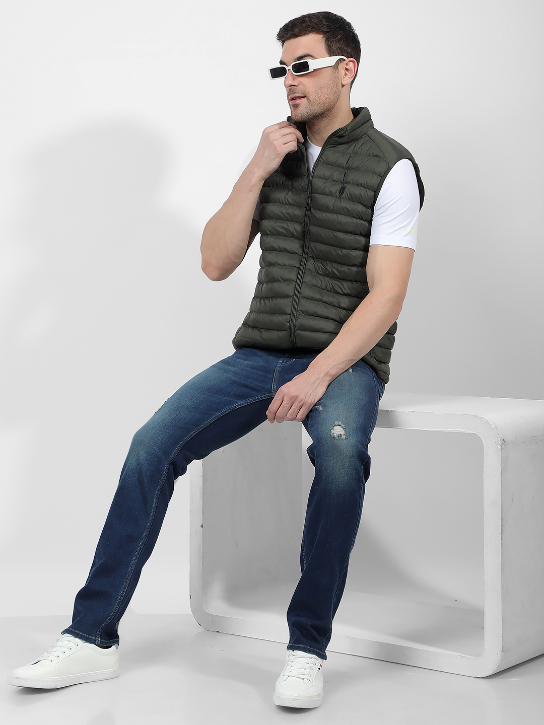 Numero Uno Men Solid Green Regular Fit Puffer Jacket